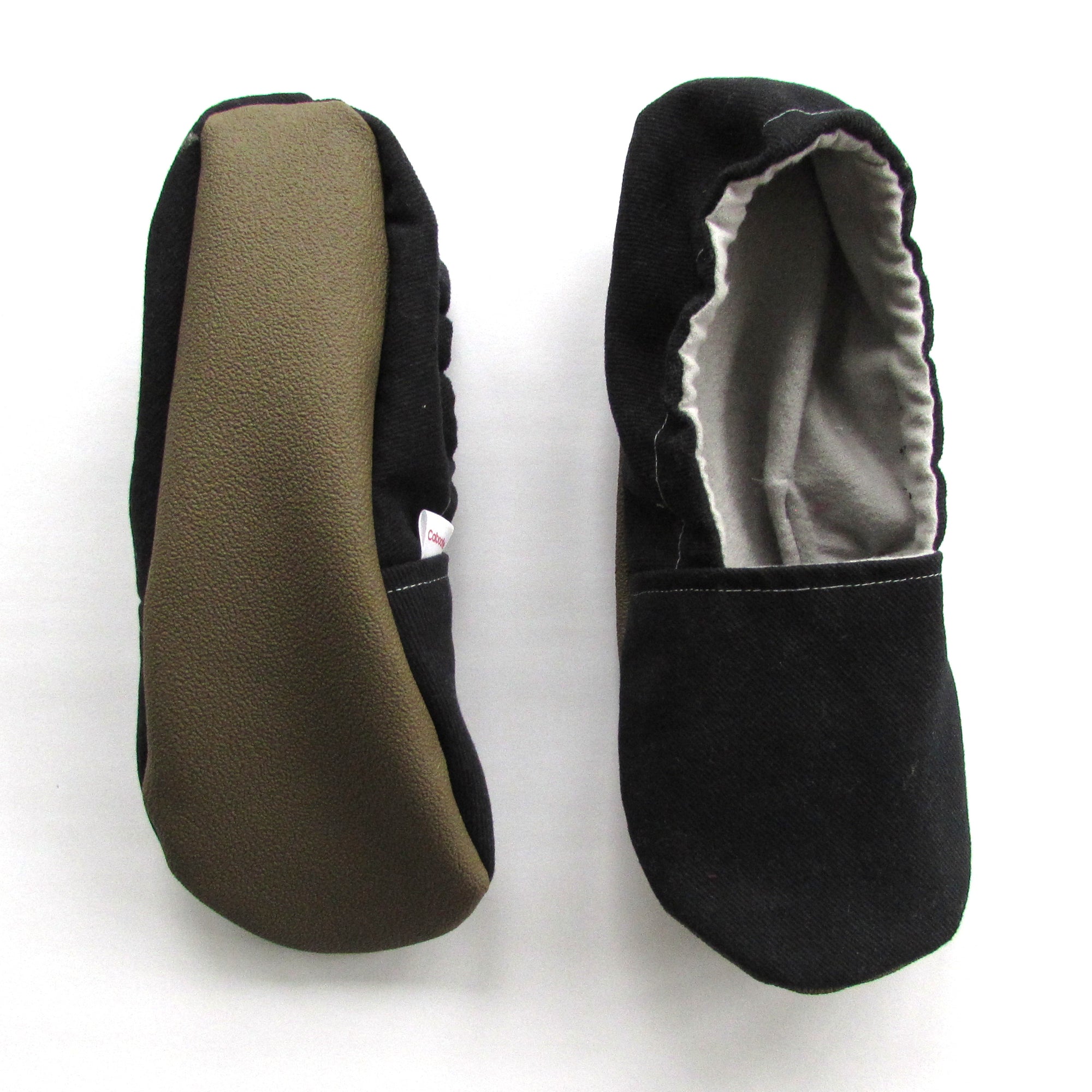 Black Brushed Denim Cotton Women's Rubber Sole Slippers