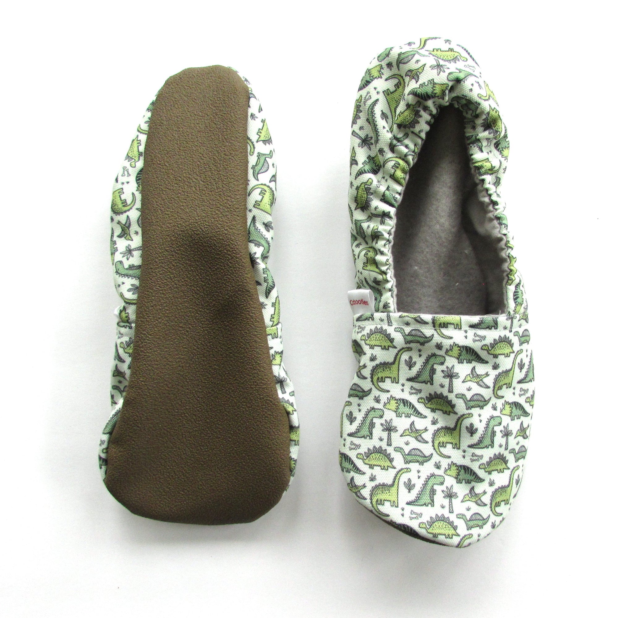 Green Dinosaur Mommy and Me Soft Rubber Sole House Shoes