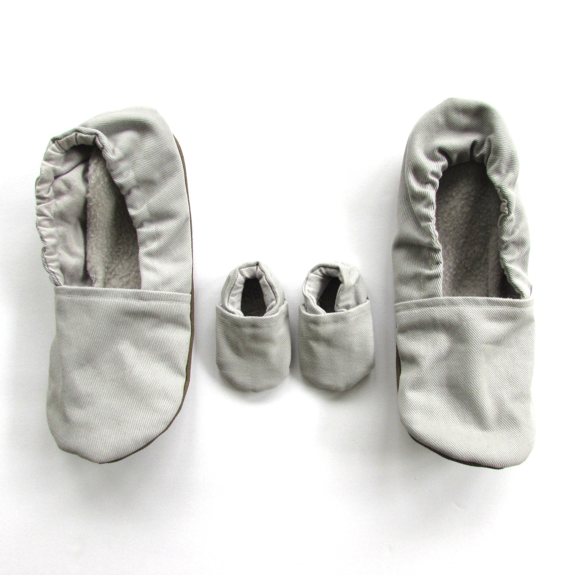 Grey Brushed Denim Women's Washable Slippers